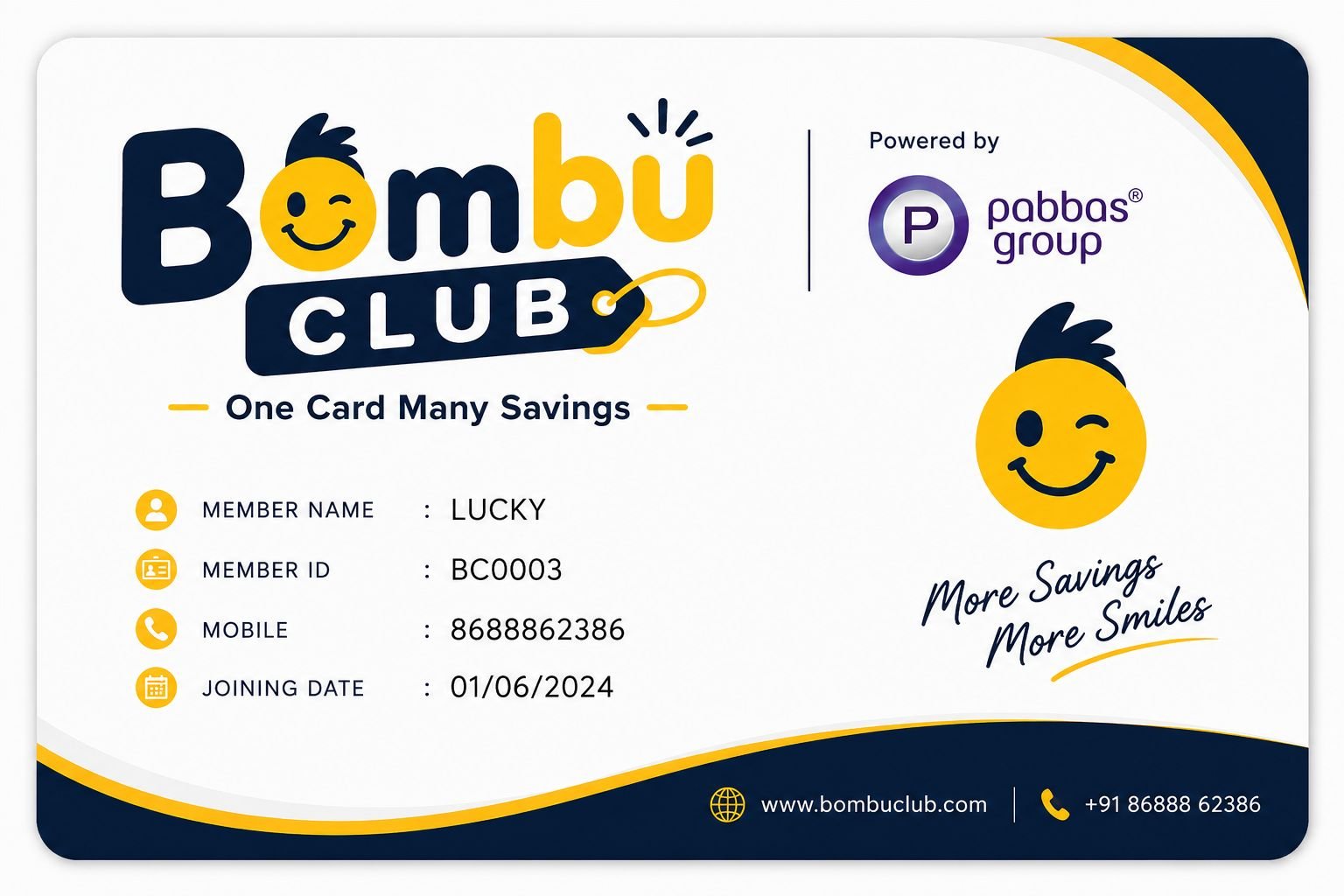 Bombu Club Membership Card